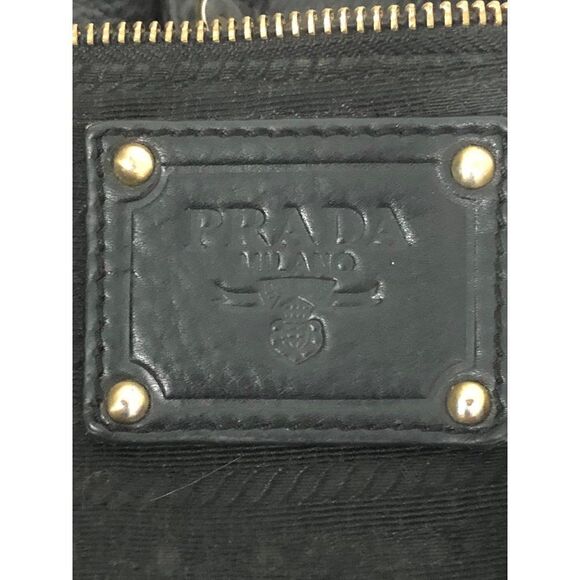 Vintage PRADA Vela Nero Black Leather Tote Handbag B5990 - Picture 4 of 11